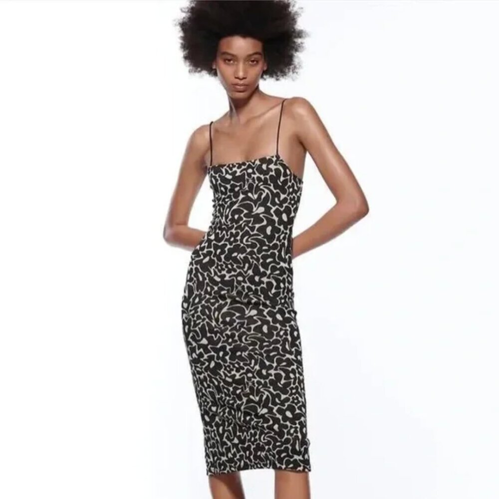 Zara Jacquard Midi Dress S